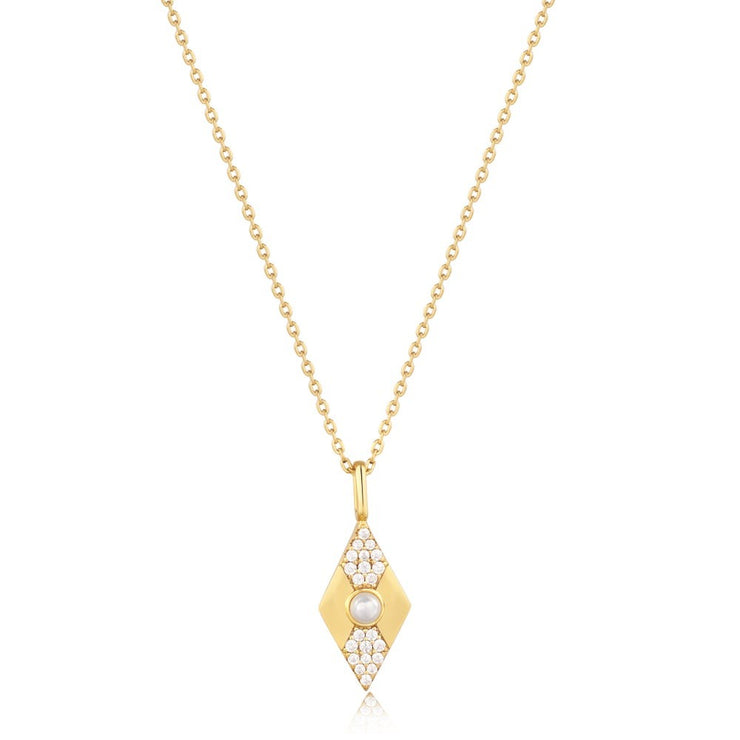 ANIA HAIE - Gold Pearl Geometric Pendant Necklace