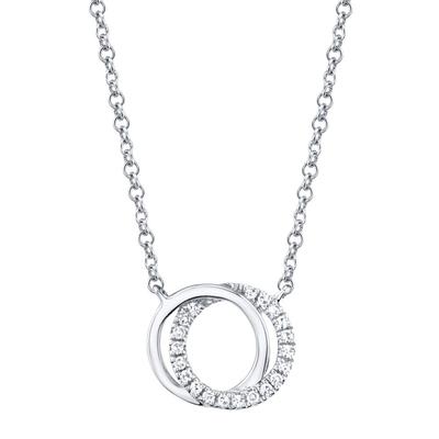 SHY CREATION- WHITE GOLD DIAMOND LOVE KNOT CIRCLE NECKLACE