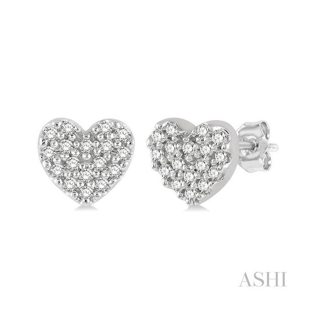 ASHI - DIAMOND HEART STUD EARRINGS