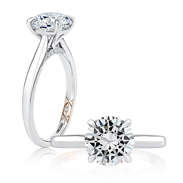A. Jaffe - Solitaire Round Center Diamond Engagement Ring with Peek-A-Boo Diamonds