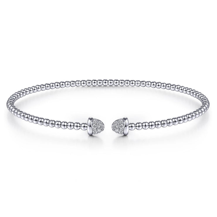 GABRIEL & CO - Bujukan Bead Cuff Bracelet with Diamond Pave Caps
