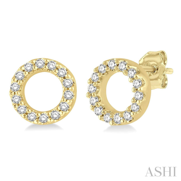 ASHI - OPEN CIRCLE DIAMOND POST EARRINGS