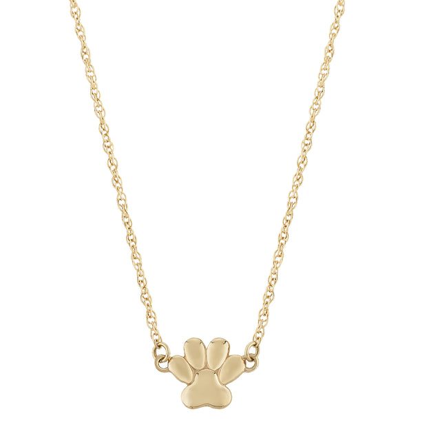 YELLOW GOLD DOG PAW PENDANT NECKLACE