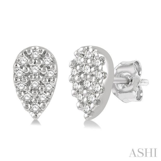 ASHI - DIAMOND CLUSTER PEAR EARRINGS