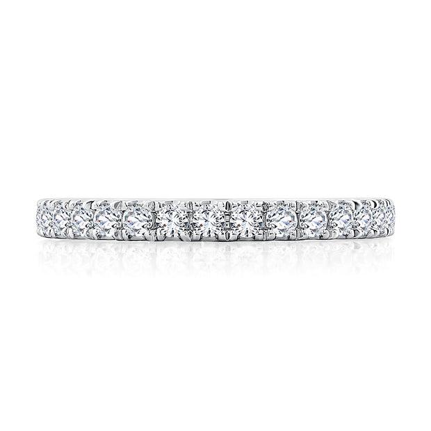 A. Jaffe- Four Prong Round Center Diamond Center Engagement Ring with Pave Band