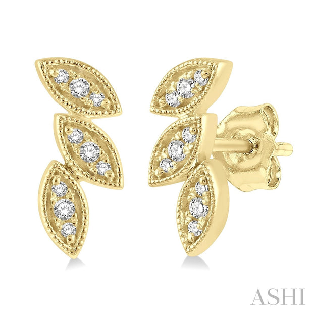 ASHI - DIAMOND LEAF POST EARRINGS