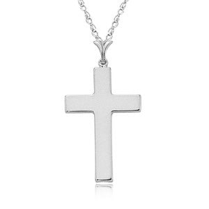 LARGE WHITE GOLD CROSS PENDANT NECKLACE