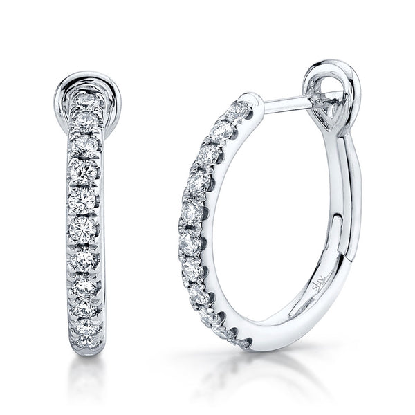 Siebke Hoyt Prong Set Small Hoop Earrings with 0.26ctw Round Diamonds in 14K White Gold