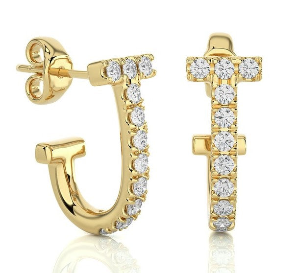 Diamond Open Hoop Earrings