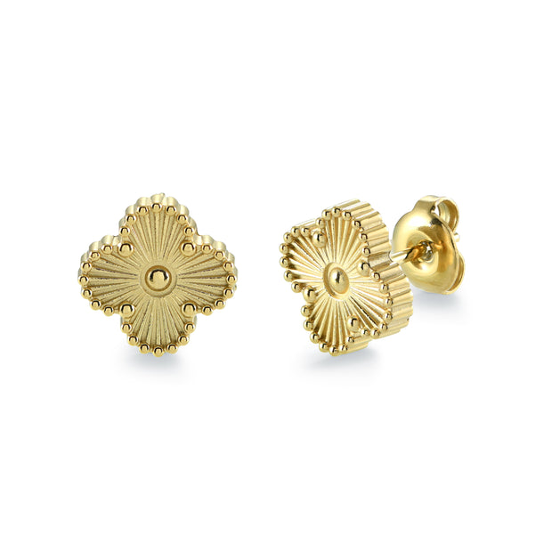 Italgem - Yellow Stainless Steel 11Mm Clover Stud Earrings