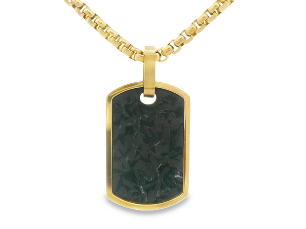 Gold & Carbon Fiber Dog Tag Pendant