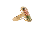 Watermelon Tourmaline & Diamond Ring