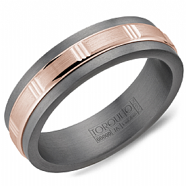 CROWN RING – TANTALUM & ROSE GOLD BAND