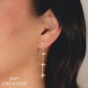 SHY CREATION - DIAMOND STAR DANGLE EARRINGS