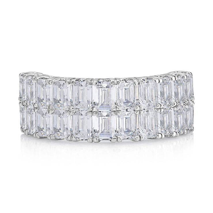 A. Jaffe- Sparkling Double Row Halfway Emerald Diamond Band