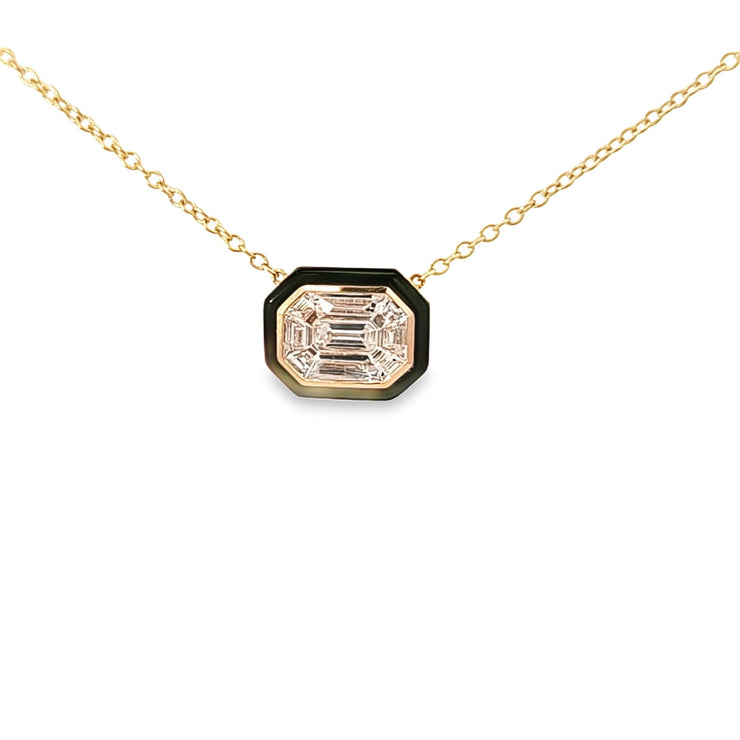 EMERALD SHAPE DIAMOND BAGUETTE CLUSTER PENDANT