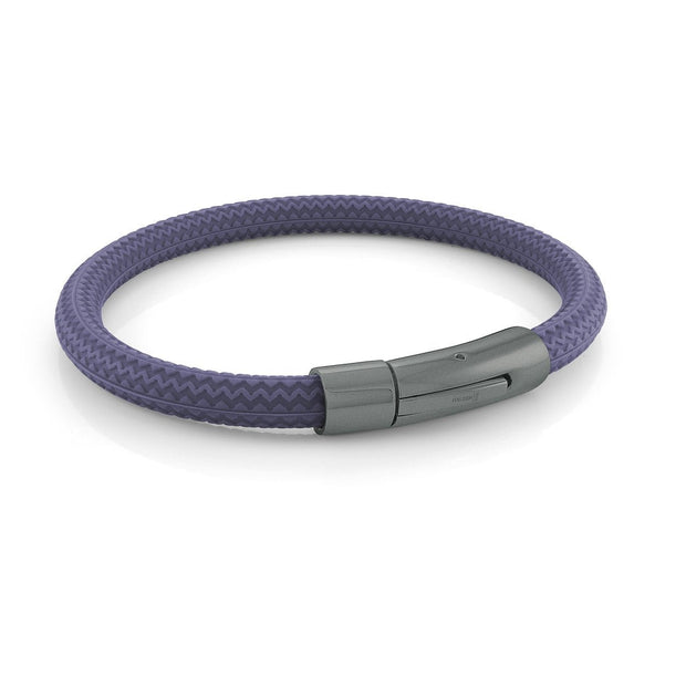 Navy Blue Tire Rubber Bracelet with Gunmetal Clasp