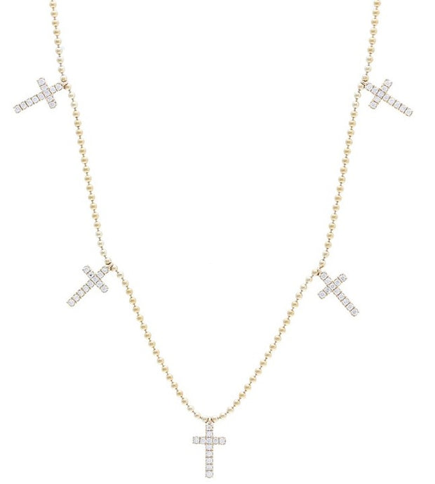 Stationed Diamond Cross Necklace