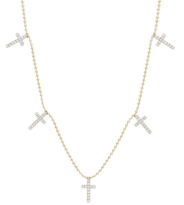 Stationed Diamond Cross Necklace