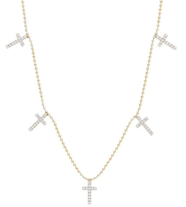 STATIONED DIAMOND CROSS NECKLACE