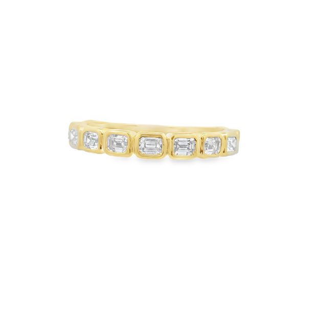 EAST WEST EMERALD DIAMOND WEDDING BAND