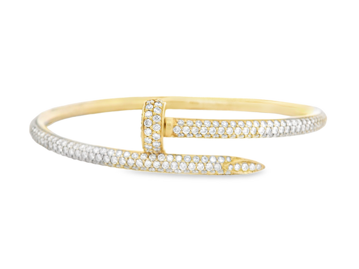 Pave Diamond Nail Bangle Bracelet