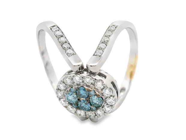 Blue & White Diamond Reversible Ring