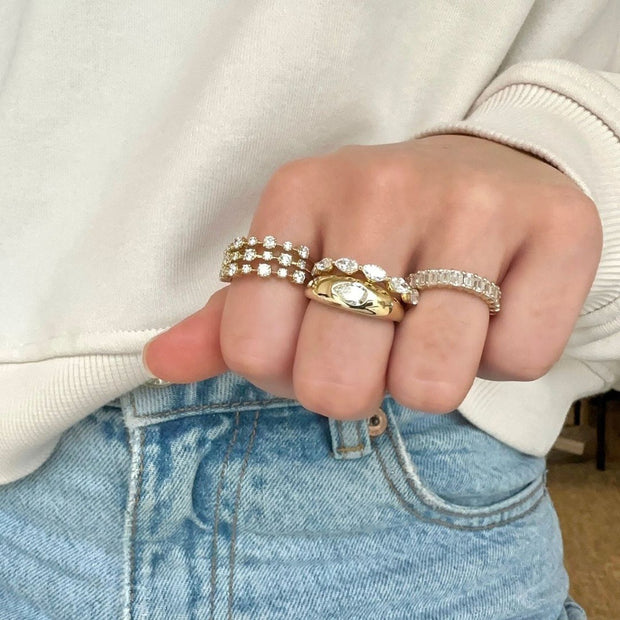3 Row Diamond Ring