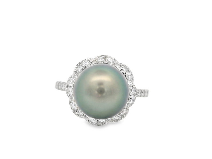 Tahitian Pearl & Diamond Ring