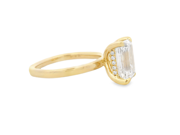 Hidden Halo Diamond Engagement Ring – 3 Ct Emerald Cut Center