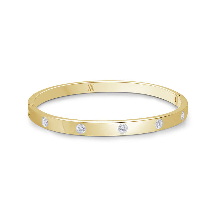 Italgem - Yellow Stainless Steel 5Mm Bangle Bracelet With White Cz's