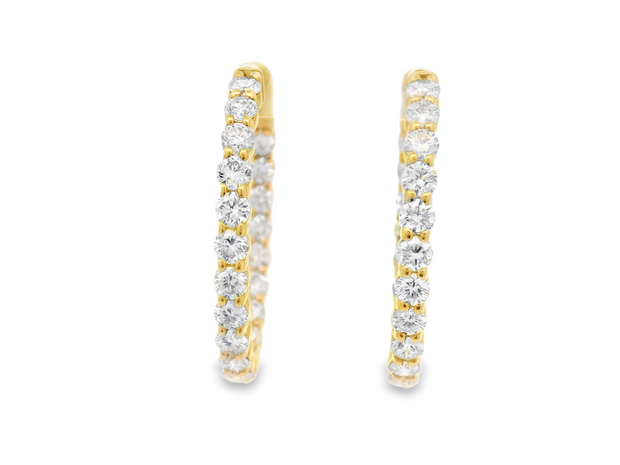 Diamond Oval In & Out Hoop Earrings - 5 Ct