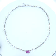JEWELS BY JACOB - PINK SAPPHIRE DIAMOND TENNIS NECKLACE