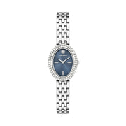 Tory Burch - Oval Watch Silver With Blue Dial & Pave Crystals