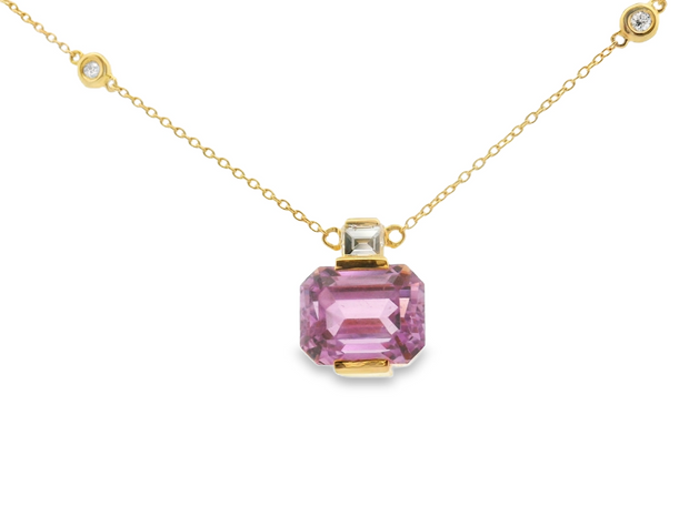 Kunzite & Diamond Pendant