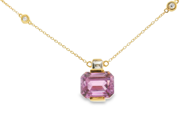 Kunzite & Diamond Pendant