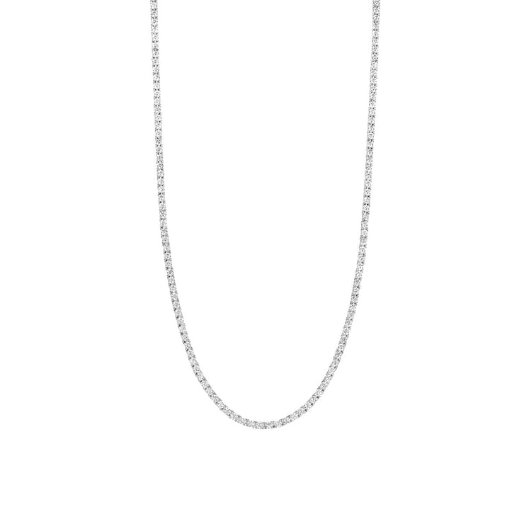 TI SENTO - White Sterling Silver Rhodium Plated Sterling Silver Cubic Zirconia Tennis Necklace Style