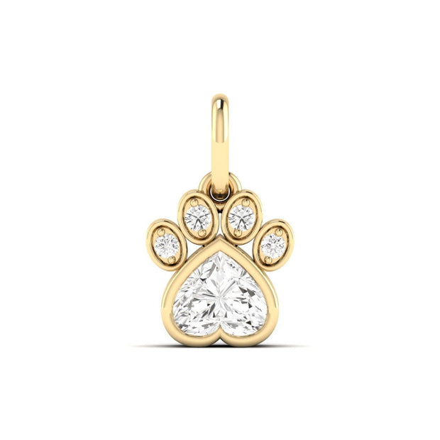 GOLD LAB GROWN DIAMOND PAW CHARM