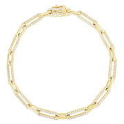 URBAETIS - GOLD AND DIAMOND LONG LINK CHAIN BRACELET