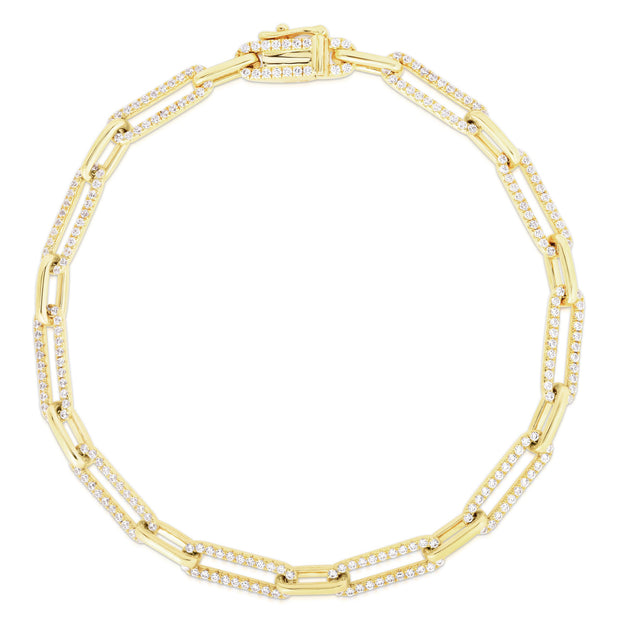 URBAETIS - GOLD AND DIAMOND LONG LINK CHAIN BRACELET