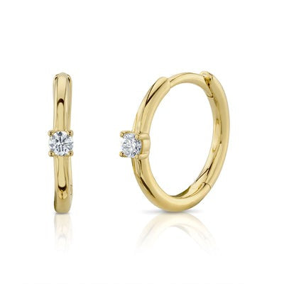 SHY CREATION - SOLITAIRE DIAMOND HOOP EARRINGS