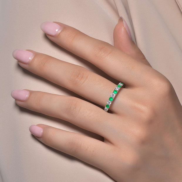 LAFONN - SIMULATED DIAMOND & EMERALD MAY BIRTHSTONE RING
