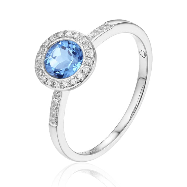 LUVENTE – BLUE TOPAZ & DIAMOND RING