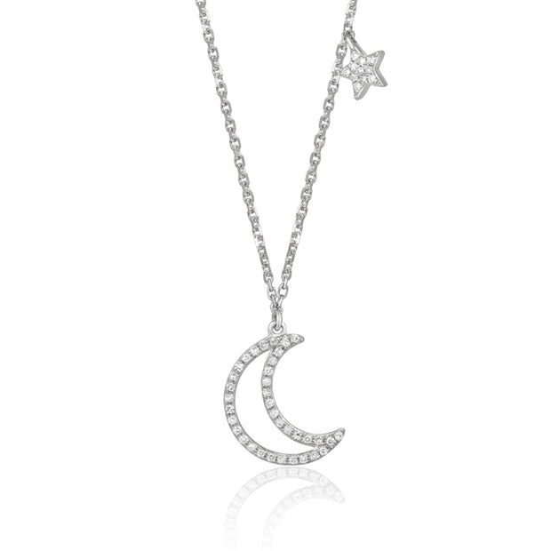 LUVENTE - STAR AND MOON DIAMOND NECKLACE