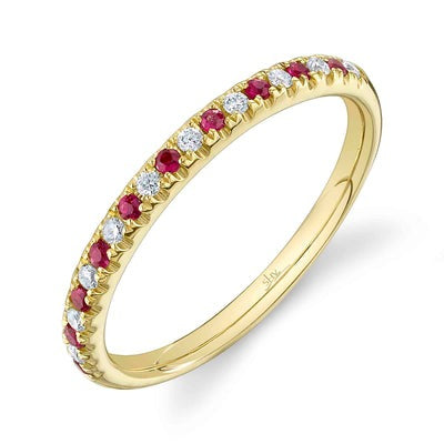 Shy Creation - Ruby & Diamond Stackable Band