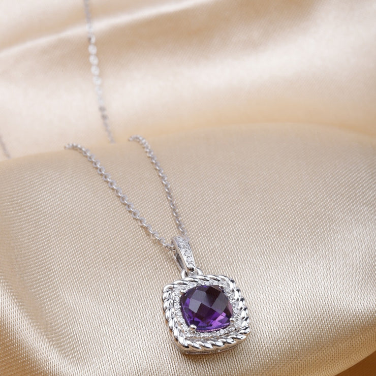 LUVENTE - AMETHYST & DIAMOND PENDANT