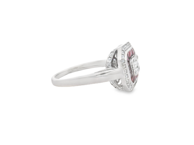 Ruby & Diamond Emerald Shape Ring