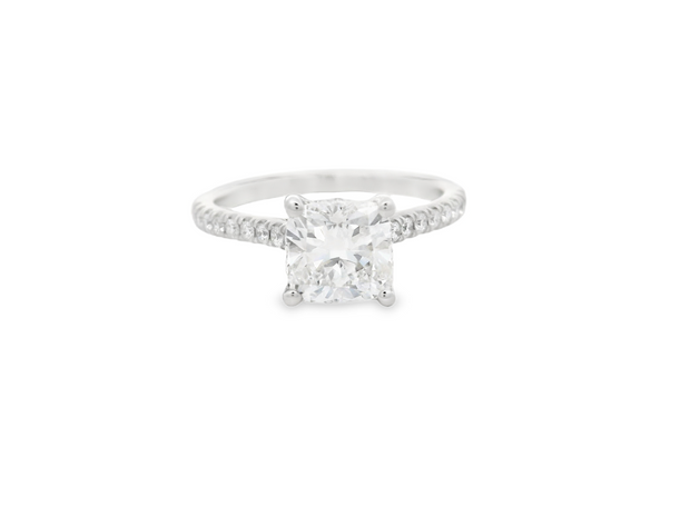 Diamond Engagement Ring - 1 1/2 Ct Cushion Center