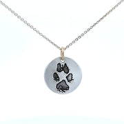 SILVER PAW PRINT DISC PENDANT