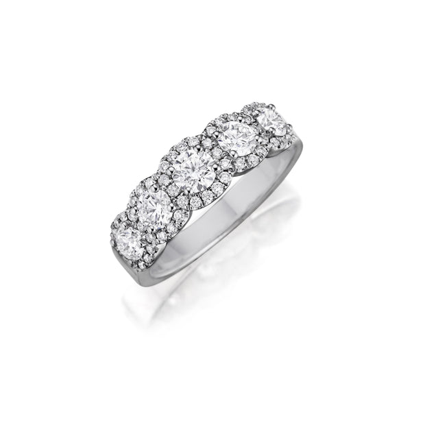 HENRI DAUSSI - WHITE GOLD DIAMOND HALO WEDDING BAND